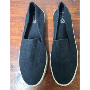 TOMS Women's 8.5 M Carolina Heavy Twill Espadrille Slip On Shoes Black